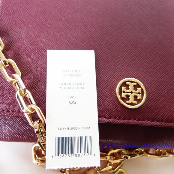 ❤️ NWT Tory Burch Robinson WOC Wallet On a Chain Leather Crossbody Shiraz Red - Picture 15 of 16